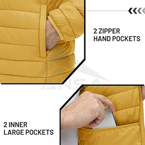 Chaqueta acolchada para hombre OEM de primera calidad, abrigo de invierno empacable ligero, aislamiento cálido, tela resistente al agua, marca personalizada - Product Image 4