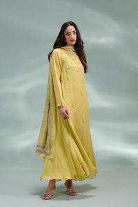 Softb 100% coton costume de pelouse décontracté avec motif solide argent brodé motifs dentelle détaillant pour les déjeuners formels d'été ou Eid - Product Image 4