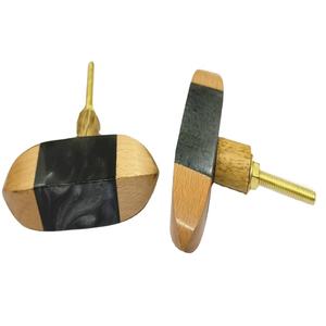 Boutons de tiroir et de porte en résine, bois et laiton, personnalisables en couleur et en design, pour cuisine et hôtel - Vente flash - Product Image 1