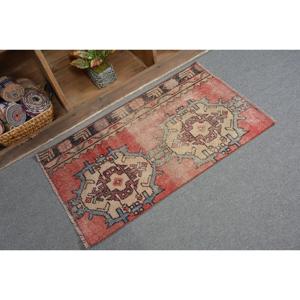 2x3,4 ft Rug, Turkish Vintage Rug, <b>Red</b> <b>Wool</b> Rug - Product Image 2