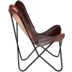 100% Best Quality Retro Leather Butterfly Chair <b>Dark</b> Brown With Powder Coated Folding - Product Image 4