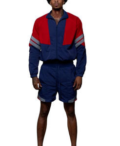 Conjunto de Chaqueta y Pantalones Cortos Cortavientos de Dos Piezas Personalizados, Diseño Personalizado, Cremallera, Nailon, Poliéster, Ropa Deportiva Urbana, Conjunto Cortavientos para Hombre - Product Image 1