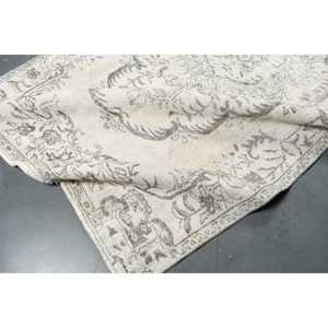 Grand tapis turc de 5,7 x 9,7 pieds, tapis persan blanc vintage - Product Image 5