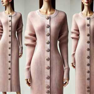 Cárdigan Elegante de Color Sólido para Mujer - Suéter Largo de Punto con Botones para Otoño Invierno - Product Image 3