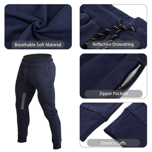 High Quality Trendy Men's <b>Slim</b> Fit Fleece <b>Jogger</b> Pants Casual Elastic Waist Mid Closure Custom Colors for Winter - Product Image 4