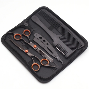Ensemble de ciseaux de coiffeur professionnels en acier inoxydable et lame droite avec poignée en caoutchouc à pointe pointue ensemble de coupe de cheveux de ciseaux de coiffure - Product Image 6