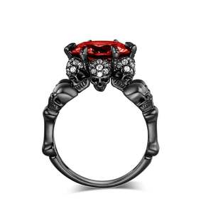 Jeulia Trendy Black Round Cut Sterling Silver <b>Skull</b> Cluster <b>Ring</b> - Product Image 1