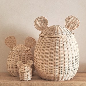 Cesta de mimbre para accesorios de bebé con formas de animales, contenedor funcional para almacenamiento. - Product Image 6