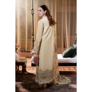 Jade 3-PC Women's Lawn <b>Chikankari</b> Embroidered Shirt with Chiffon Printed Dupatta and Trousers-BIC-4505 <b>Suit</b> Set - Product Image 3