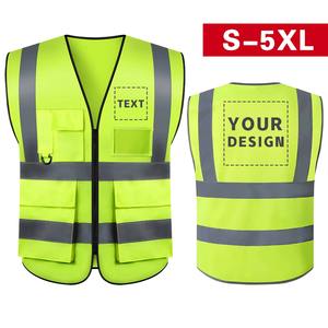 S-5XL LOGO personnalisé gilet de sécurité du travail avec poches et fermeture éclair haute visibilité gilet de Construction vêtements de travail - Product Image 6