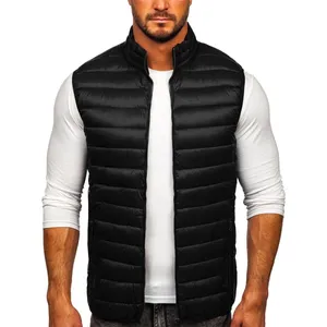 Customized Men Winter Warm Padded Sleeveless Puffer Jacket Vest Waistcoat Solid Quilted Coat Bubble jacket