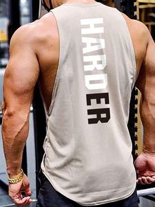 Custom Logo Quick Dry Polyester Spandex Knitted Gym <b>Singlets</b> for <b>Men</b> Sporty Casual Style Breathable Plain Tank Tops Plus Size - Product Image 2