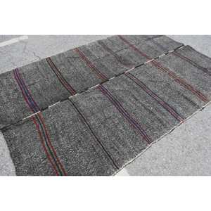 Rustic Gray 6x8 ft Turkish Wool <b>Rug</b> <b>Flat</b> Weave Patchwork Pattern Living Room Carpet Latex Striped Rectangle Hallway Design - Product Image 2