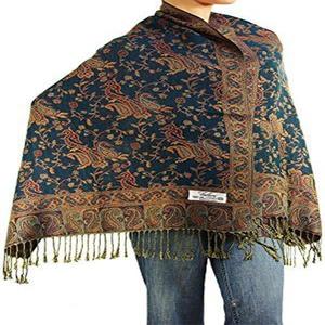 Gia truyền hoa thêu Pashmina khăn choàng & stoles có chấm lá & họa tiết argyle - Product Image 5