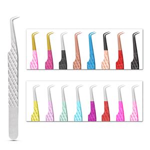 Titanio negro 90 grados 7mm agarre de diamante pinzas de extensión de pestañas de acero inoxidable herramienta de alta belleza con etiqueta privada - Product Image 5