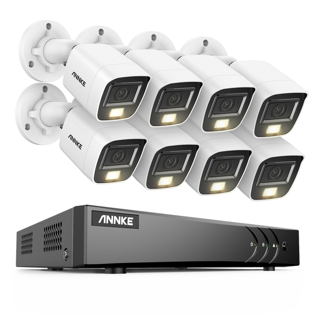 ANNKE 8-Channel 3K 5MP Hybrid DVR Security System with 8 Analog Outdoor Cameras: Night Vision, AI Detection, IP67 Weatherproof