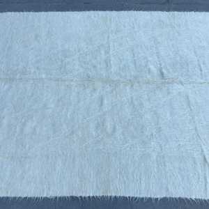 พรมคิลิมตุรกีขนาด 5.2x6.8 ฟุต พรมวินเทจ พรมขนสัตว์ลายดอกไม้สีขาว - Product Image 4