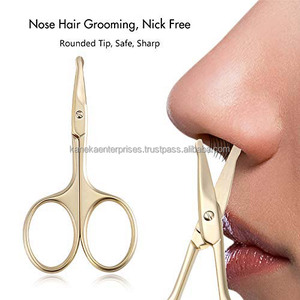 Petits ciseaux professionnels en acier inoxydable doré à pointe incurvée pour la coupe des cheveux, des cils, du nez, des sourcils et de la moustache - Product Image 5