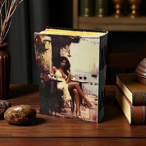 Diario de cuero hecho a mano impreso Vintage mujer arte cubierta tapa dura cuaderno Deckle papel antiguo diario para escritores artistas regalo - Product Image 5