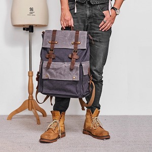 Leather Canvas Backpack Classic Outdoor Travel School Laptop <b>Rucksack</b> Eco-Friendly Lightweight Large Capacity Factory Wholesale - Product Image 1