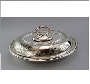 Décor de service de nourriture couleur argent design moderne logo plat en métal accepter, western - Product Image 1