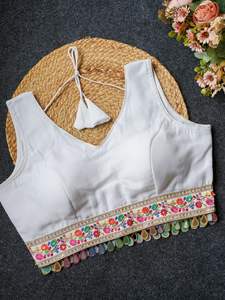 Premium Collection Incroyable Couleur Attrayant Vichitra Soie Avec Miroir Dentelle Ready Made Blouse Femme Fabricant De Mode - Product Image 4