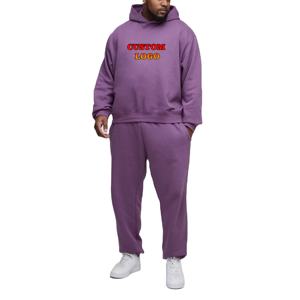 Survêtement sur mesure 100% coton pour hommes personnalisé bouffée imprimé Logo lourd surdimensionné goutte épaule hommes Baggy survêtement - Product Image 1