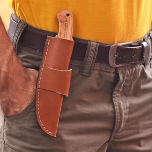 Cuchillo de Caza y Camping de Acero de Damasco Hecho a Mano |   Cuchillo Skinner de Hoja Fija Personalizado con Mango de Madera y Funda de Cuero OEM - Product Image 6