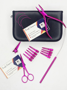 Pince d'extension de cheveux en acier inoxydable de couleur métallique rose professionnelle ensemble crochet aiguille outils de cheveux Kit d'accessoires durable - Product Image 2