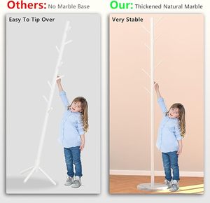 Heavy-Duty 8-Hook Freestanding Metal Coat <b>Rack</b> With Natural Marble Base Modern Stable Coat Hanger Tree for Clothing - Product Image 6