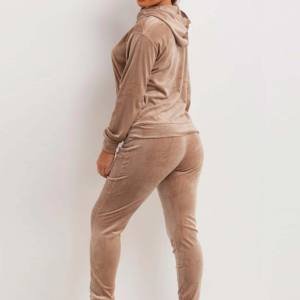 "Women's Slim Fit Cotton Tracksuit Set 2-Piece Breathable <b>Velour</b> <b>Hoodie</b> Sweatshirt Casual Winter Wear Made in Pakistan" - Product Image 3