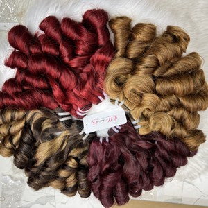 LA MEJOR CALIDAD FUNMI CURL SOLO DONANTE SUPER DOBLE COLOR NATURAL LIBRE DE SEDA ENGANDO EXTENSIÓN DE CABELLO HUMANO VIETNAMÉS - Product Image 1