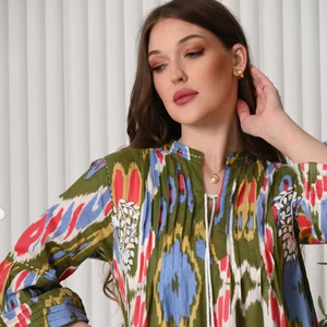 Vestidos Largos Musulmanes Elegantes con Mangas Abullonadas y Estampado de Diseño, Nuevos Vestidos de Primavera para Mujer, Estilo Bohemio Vintage, el Mejor Vestido - Product Image 1