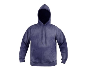 Sudadera con Capucha de Alta Calidad 100% Algodón Lavada con Ácido, Serie High Street, Lavado con Piedra, Bordado, Tejido de Punto, en Blanco - Product Image 4