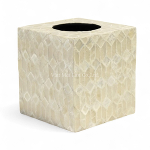 Caja de Pañuelos Decorativa Hecha a Mano con Incrustaciones de Nácar para Proyectos Hoteleros - Product Image 1