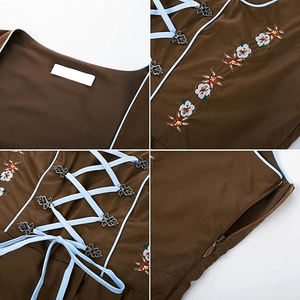 ชุดเดรส dirndl สำหรับผู้หญิงสไตล์บาวาเรียชุดเดรสแบบลำลองผ้าทอสีพื้นมีเอกลักษณ์สำหรับ Oktoberfest - Product Image 6