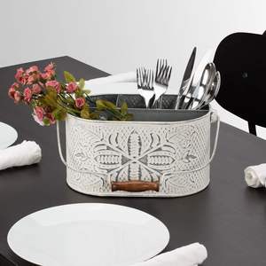 Indian Exporter's Decorative Galvanized Metal <b>Utensil</b> Holder for Outdoor BBQs & Backyard <b>Kitchen</b> Organization - Product Image 3