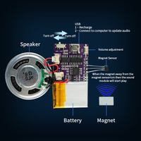 Modul Suara Musik Sensor Magnetik USB 4Mb yang Dapat Diprogram, Chip Musik Isi Ulang dengan Speaker untuk DIY Natal