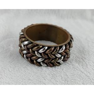 Brazalete ancho de diseñador floral de latón puro 100% hecho a mano, brazalete ajustable, Regalo para mamá - Product Image 2