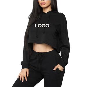 Sudadera con Capucha Corta Informal de Invierno para Mujer al por Mayor, Sudadera de Forro Polar con Logotipo Frontal, Sudadera con Capucha para Gimnasio y Fitness - Product Image 1