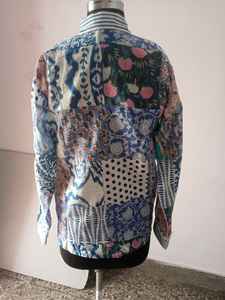 Unisex Patchwork Handblock Impreso Azul Tono Camisa Hombre Elegante Camisa unisex - Product Image 3