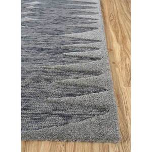 Tapis en laine géométrique gris et noir, tufté à la main, rectangulaire, pour salon ou couloir d'adolescents - Tra-14592 - Product Image 4