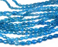 Apatite bleue néon naturelle, pierres précieuses en vrac, 6-13 mm, perles ovales lisses et polies, brin de 18 pouces, pierres précieuses de haute qualité, bijoux Valley