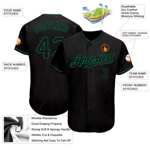 Noir Personnalisé-Maillot de Baseball Authentique Vert Kelly - Product Image 4