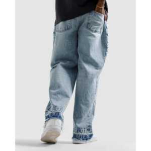 กางเกงยีนส์ทรงฟลาร์เอวสูงลายสัตว์และดอกไม้สไตล์วินเทจ Y2K ฮิปฮอป กอธิค แต่งลายถักและหมุด - Product Image 2