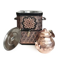 Samovar électrique nostalgique en acier inoxydable, bouilloire à thé 3L, finition antique vernie, 50 Hz 220 Volts, couvercle à poignée en bois, écologique, Shark