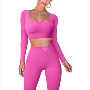 Women's 2-Piece Workout Outfit Breathable Ribbed Sleeveless Exercise <b>Top</b> High Waist <b>Leggings</b> V-Shape Solid Active Yoga <b>Set</b> - Product Image 5