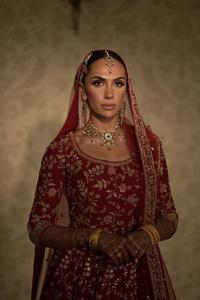 2025 @ elegante bordado pesado en vestido nupcial hasta el suelo y Dupatta adornado con cuentas de cristal piedra Dabka perla trabajo - Product Image 3