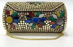 Pochette vintage en métal avec chaînes et fermeture éclair, emballage personnalisé, vente en gros à bas prix en provenance d'Inde - Product Image 3