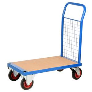 Chariot de stockage industriel à lit plat Chariot de fret en acier enduit de poudre à quatre roues réglable et résistant pour une utilisation en entrepôt industriel - Product Image 5